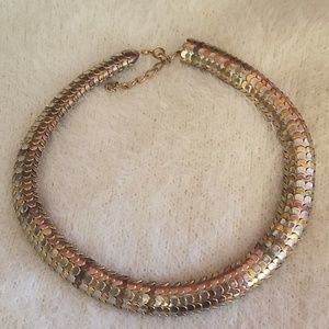 Silver and gold snake necklace
